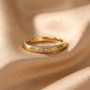 14k solid gold engraved flower pattern ring, romantic promise ring, floral eternity band, nature inspired heirloom quality ring